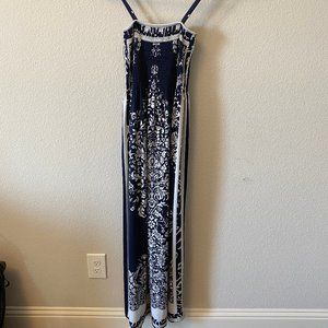 Blue White Floral Hawaii Dress